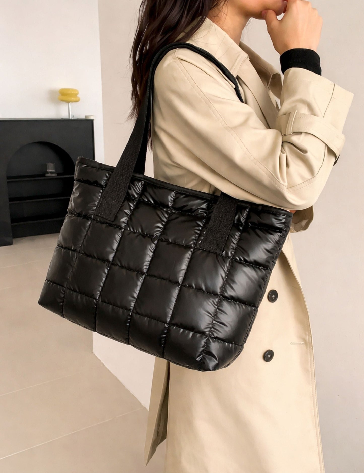 Sac à main matelassé noir
