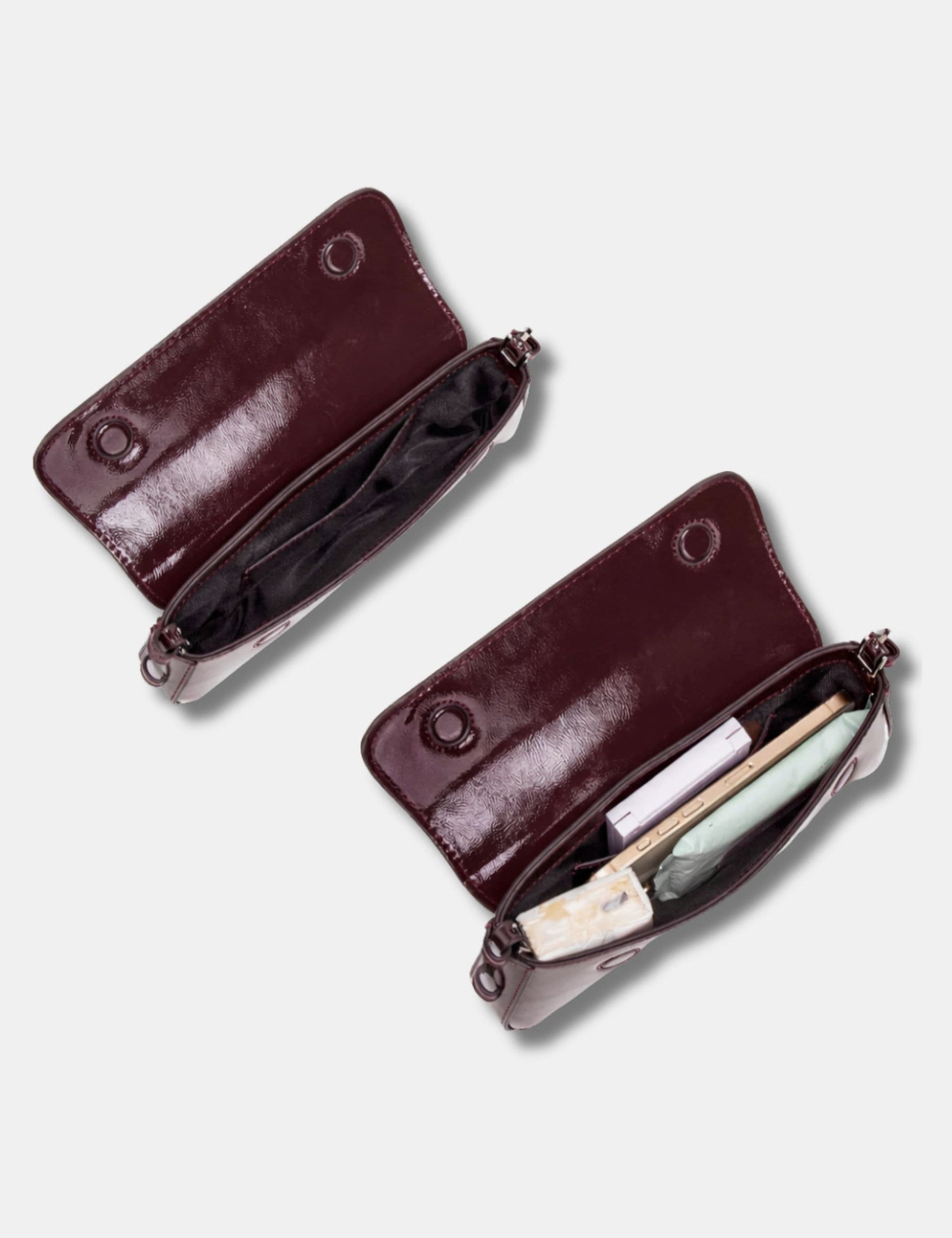 Sac à main bordeaux vernis