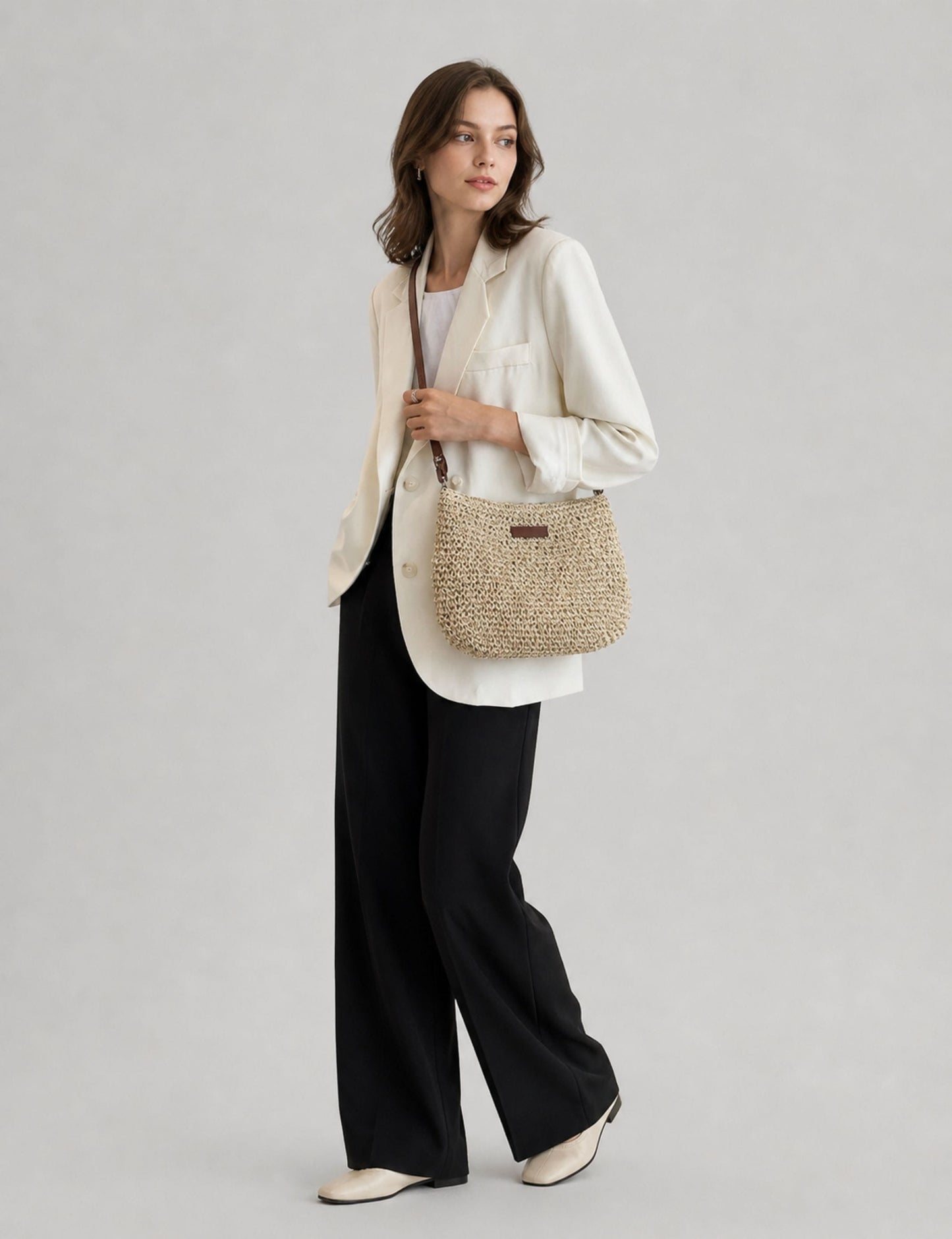 Sac à main en paille bandoulière