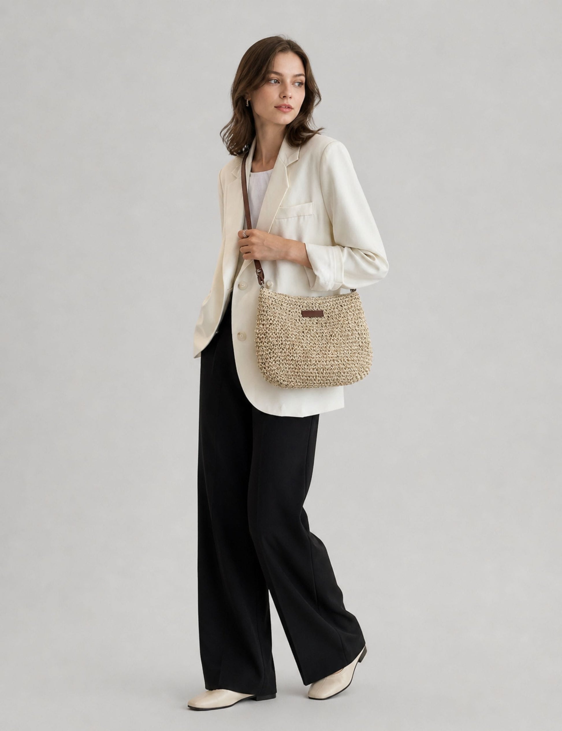 Sac à main en paille bandoulière