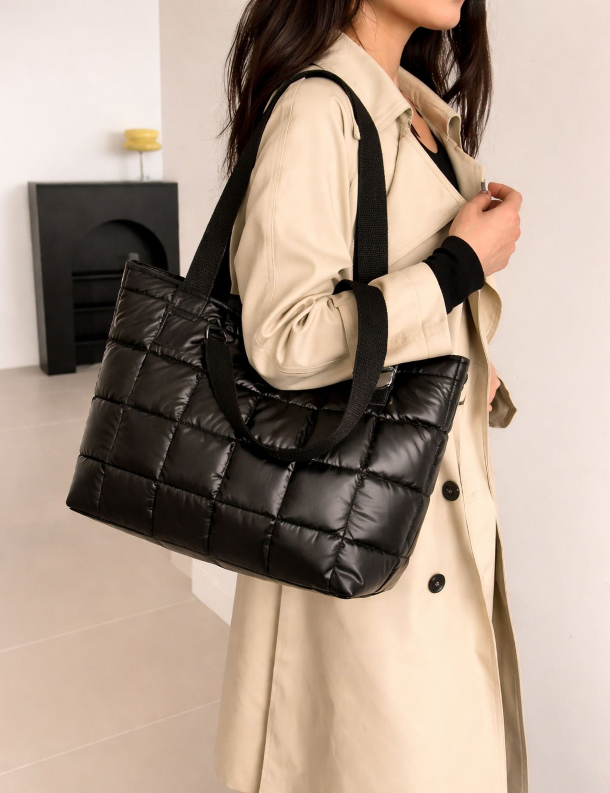 Sac à main matelassé noir