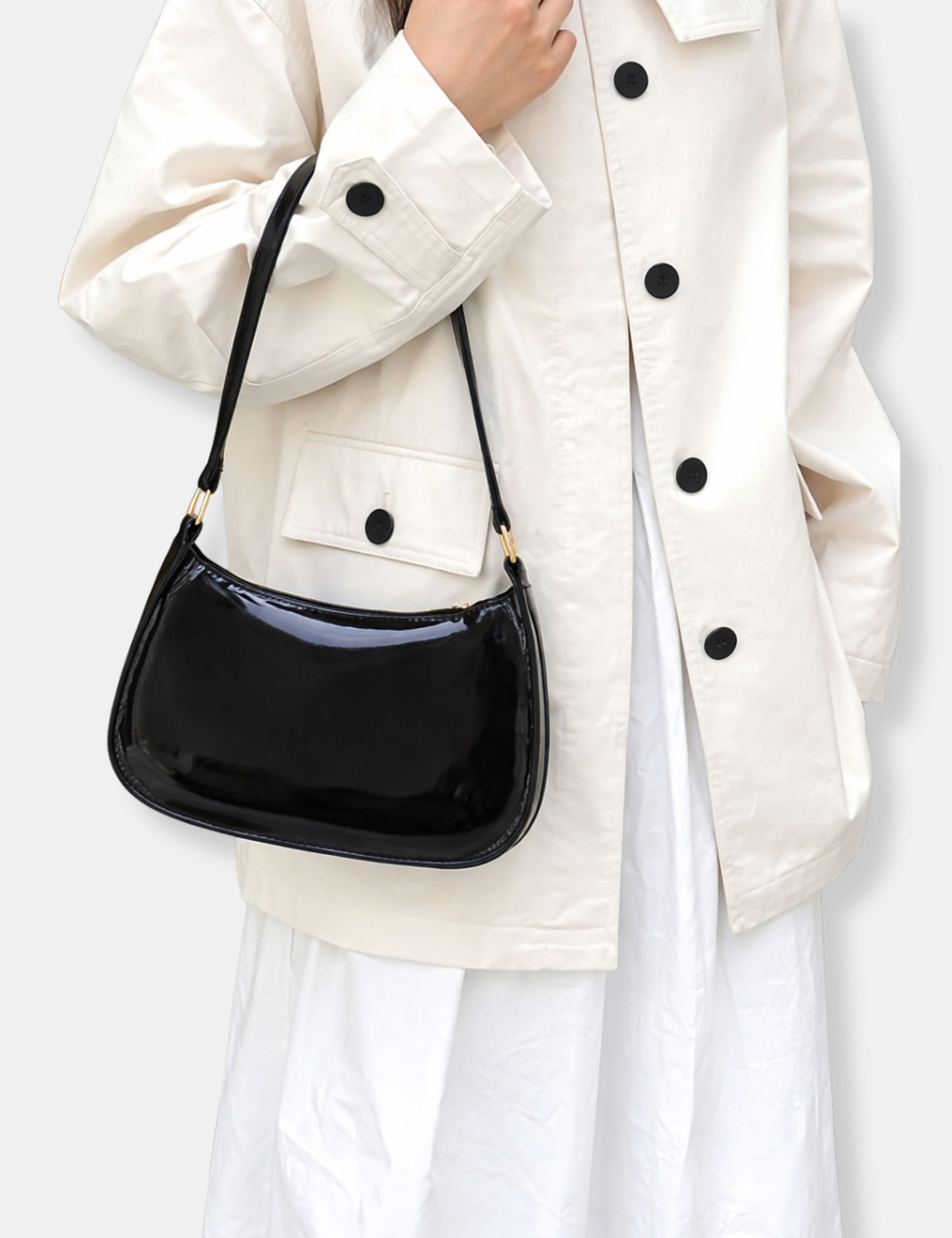 Sac à main noir vernis