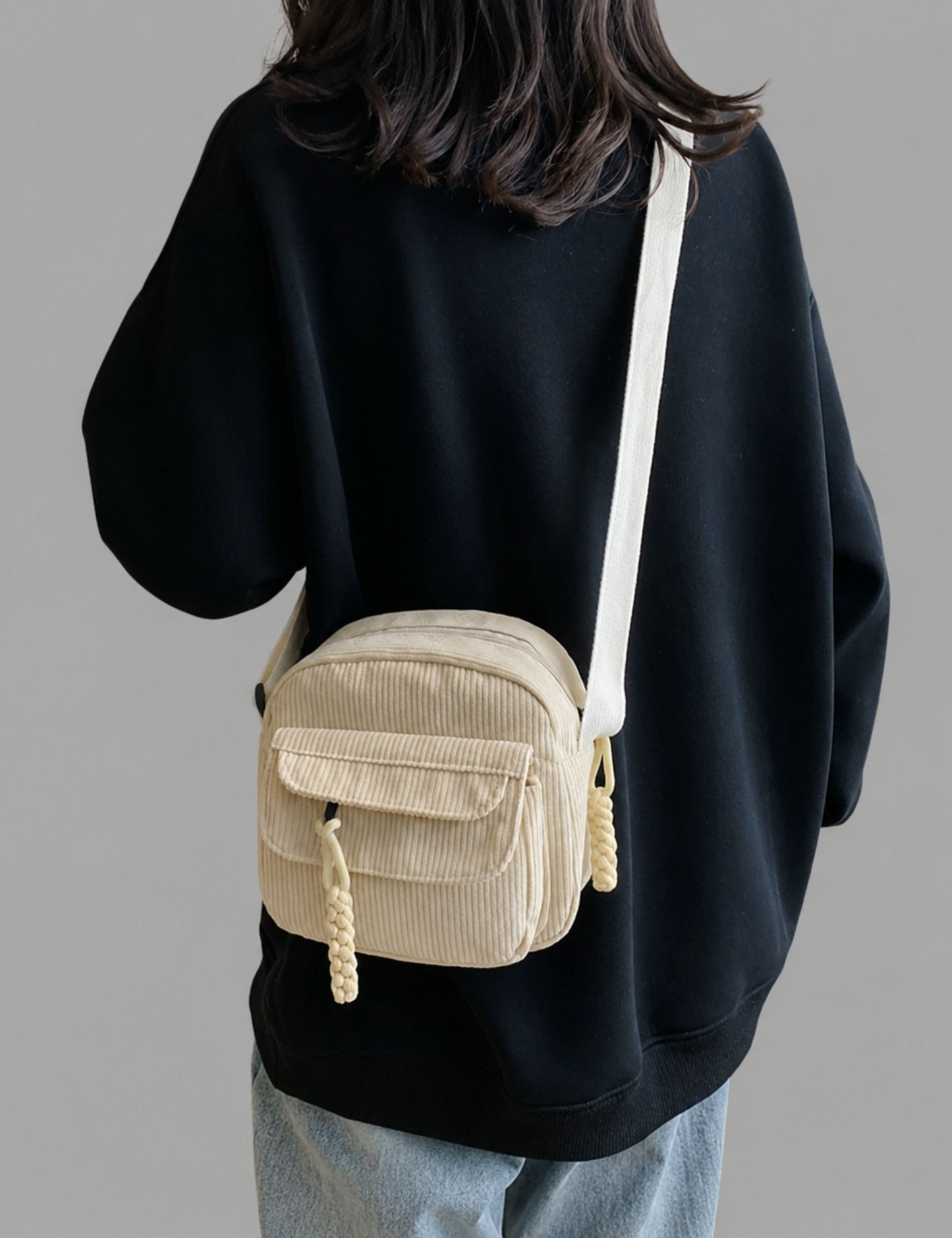 Sac bandoulière velours côtelé