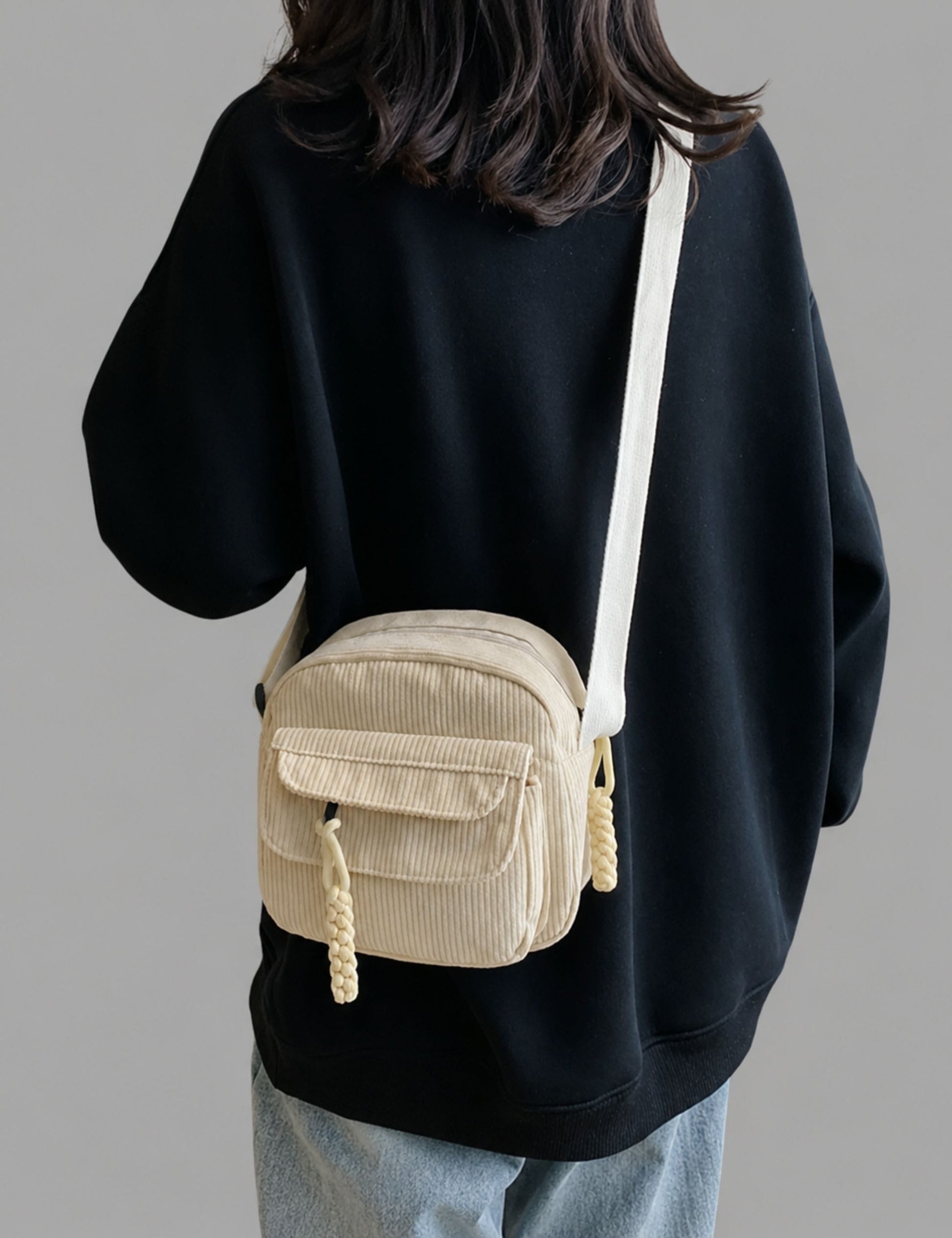 Sac bandoulière velours côtelé