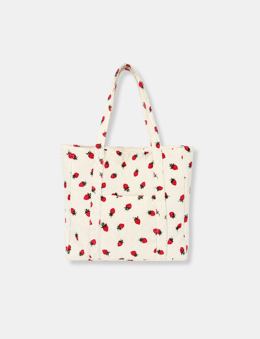 Tote bag velours côtelé
